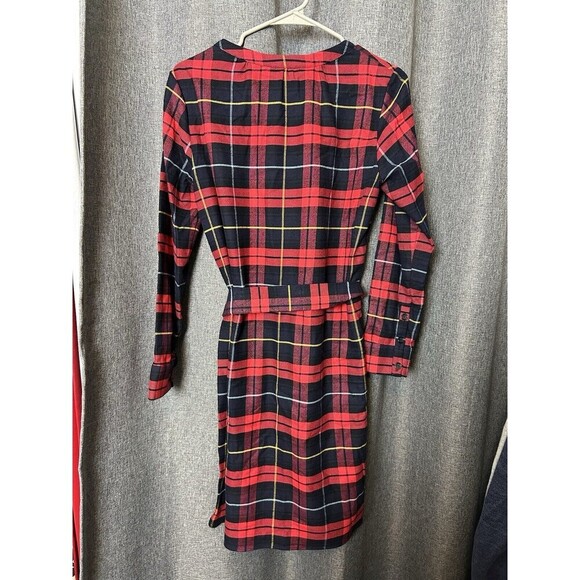 A.P.C. Rue Madame Paris Red Tartan Plaid Flannel Holiday Midi Dress M preppy - Picture 7 of 10
